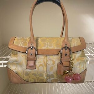 Coach Yellow and Tan Women's Handbag